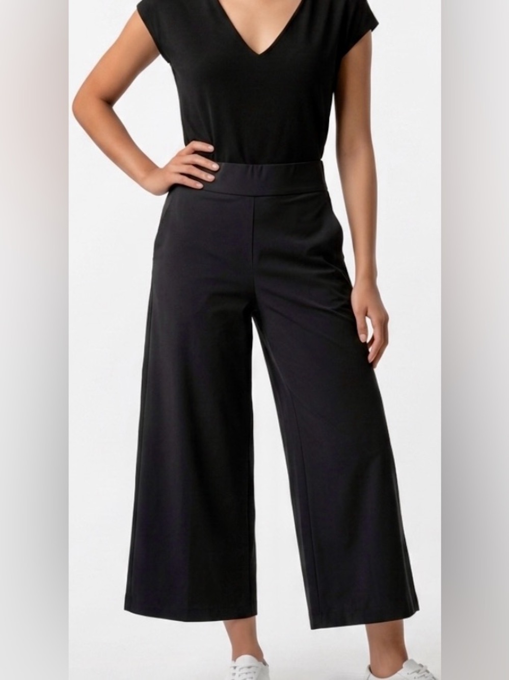 Tommy John The Go Anywhere Collection Black Recycled Polyester Wide-Leg Pants